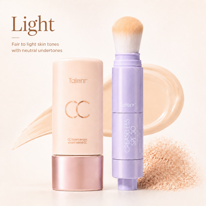 ✨Talenr CC Perfecting Set (CC color-correcting tinted serum+ creaseless SPF 30 mineral setting powder)